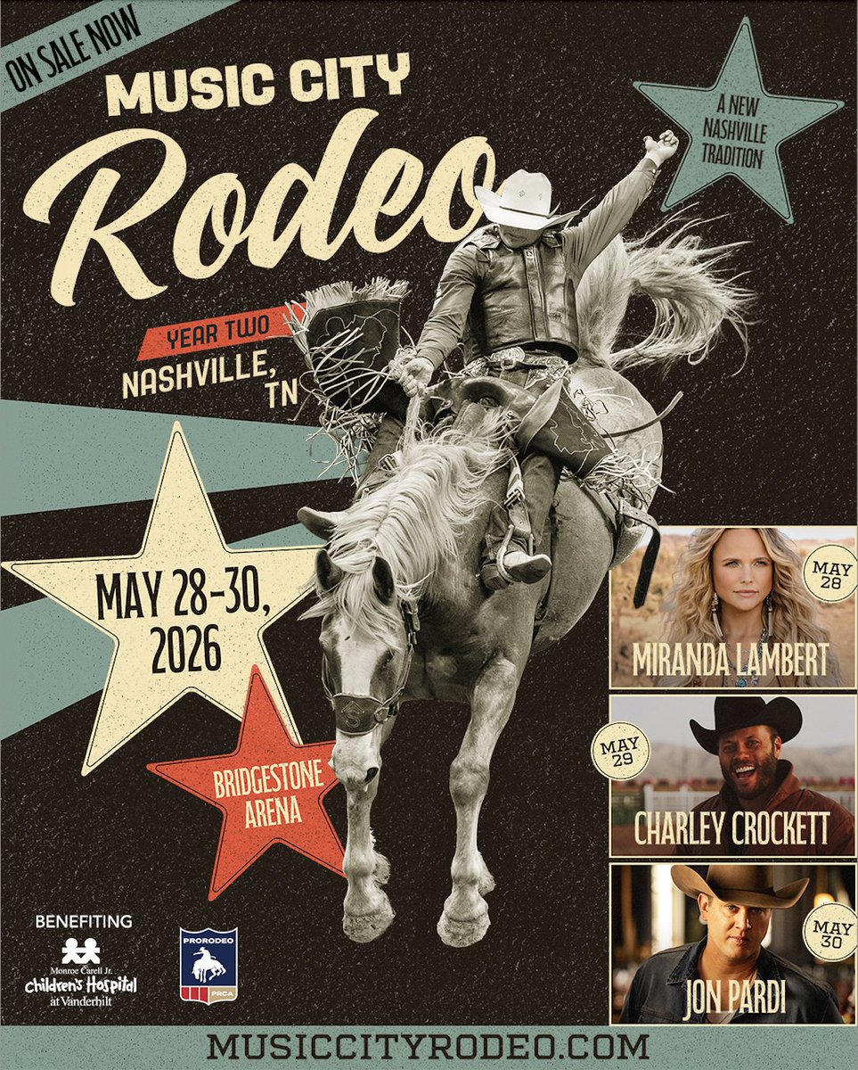 MusicCityRodeo_'s tweet image. Tickets are on sale now!! Join us May 28-30 for three nights of PRCA ProRodeo action and full arena concerts from @mirandalambert, @CharleyCrockett, and @JonPardi... Lock in your seats while they're still available!