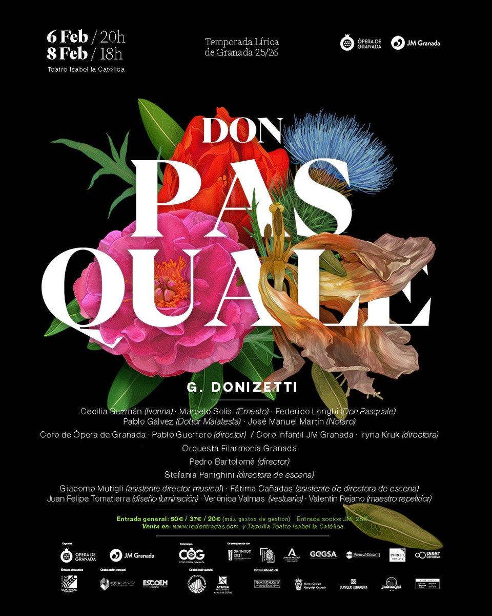 liricagranada's tweet photo. Próxima cita‼️

DON PASQUALE 
Donizetti

Cecilia Guzmán (Norina)
Marcelo Solís (Ernesto)
Federico Longhi (Don Pasquale)
@PabloGalvezH (Malatesta)

@corodeoperagr 
Orquesta Filarmonía Granada

@PedroBartolomeA (director)
@stefipanighina (directora escena)

#opera #granada https://t.co/2BznL9SOus