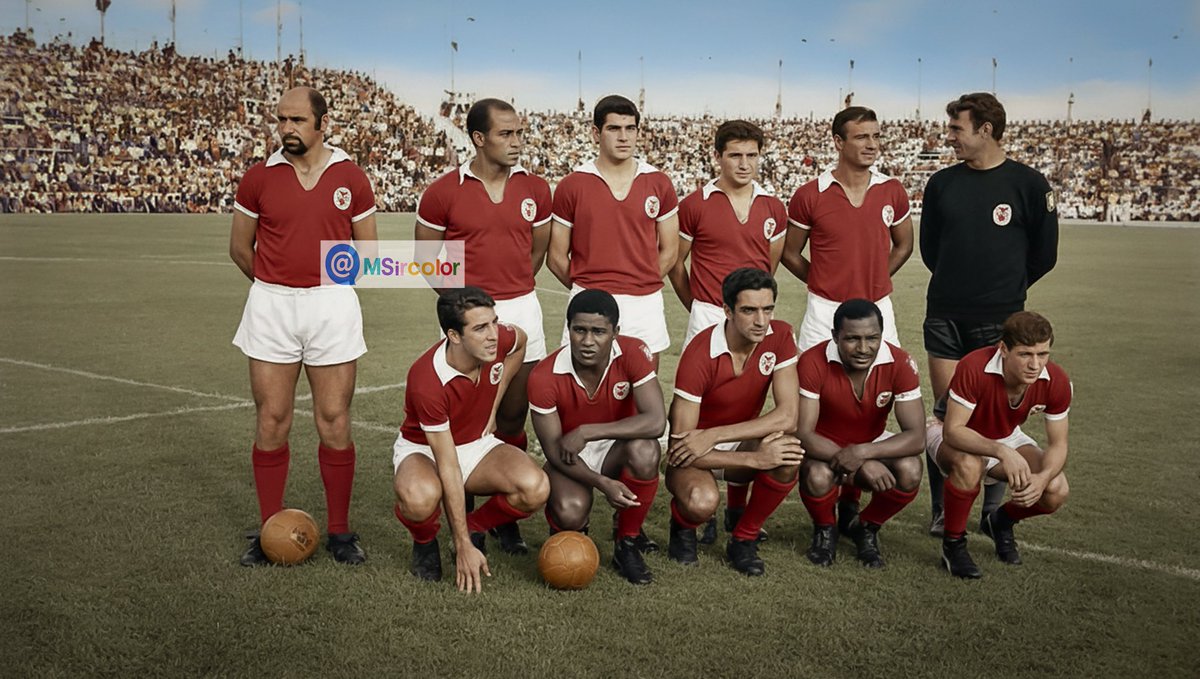 MSircolor's tweet photo. Foto coloreada del @SLBenfica en el estadio #Carranza de #Cádiz, #Trofeocarranza en la foto: #Germano #Ferreira #Pinto #Raul #Cruz #Cavem #CostaPereira;; #JoseAugusto #Eusebio #Torres #Coluna y #Simoes https://t.co/ObzSLbAIPW