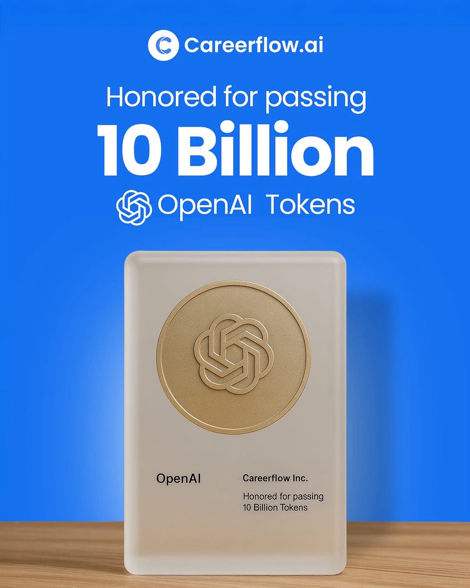 Open AI 10B Token Award Unlocked! 🏆

Careerflow.ai has received the OpenAI 10B Token Award. 

Our platform has processed over 10 billion tokens through the OpenAI API, a milestone that reflects how many people rely on our AI tool for their job search.