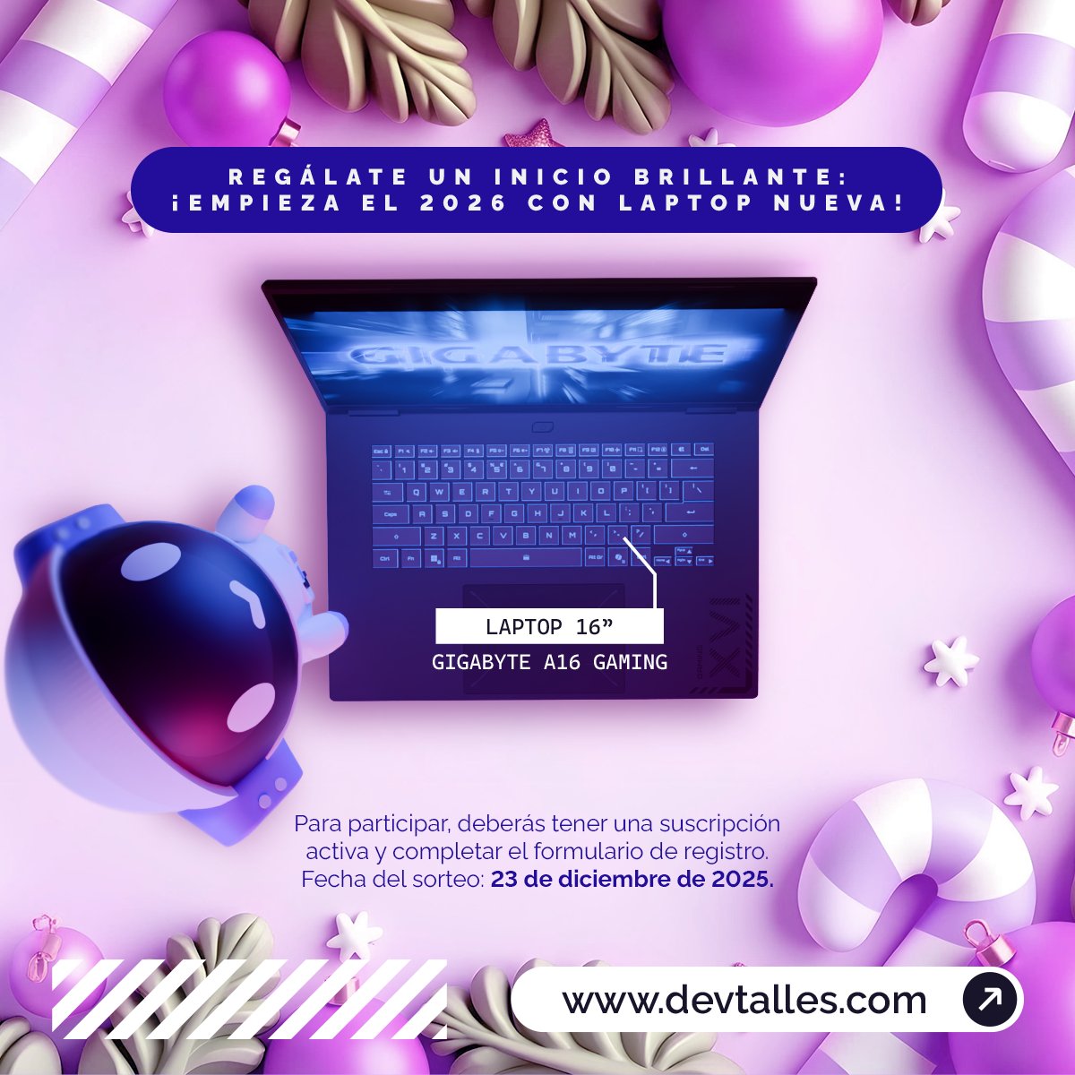 🎅¡Sortearemos una Laptop Gigabyte A16 Gaming esta Navidad!🎁

💻Si tienes una Suscripción PRO activa, regístrate aquí: forms.gle/r1TXrMmowWnQW1…

🎄Por favor lee los términos y condiciones: cursos.devtalles.com/pages/regalos-…

📹 ¡El sorteo se hará en el #CaféEntreLíneas del 23 de diciembre!