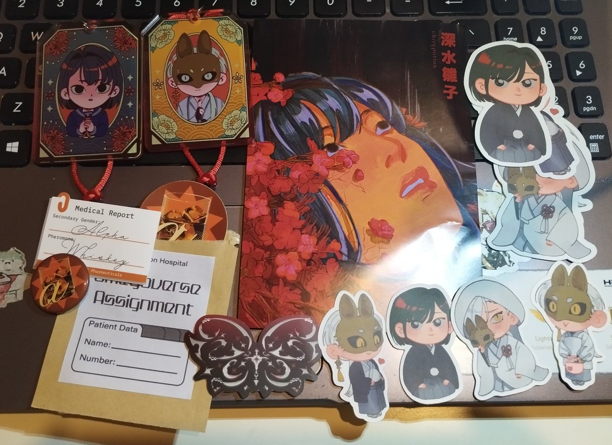 [Even more Silent Hill f by <a href="/chrrypotion/">puguh CF21 Aftersales</a>]
more fuel to my shf brainworms, the omamori charms turn out very pretty in person!
also I didn't expect to get the smaller stickers as freebies (cmiiw) so thank you for that 🥲🙏
(forgot to post this the day the package arrived oops)