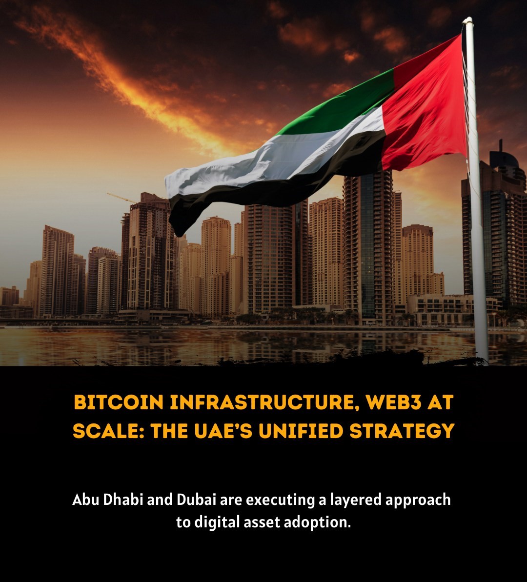 GamBit_P99's tweet image. The UAE is doubling down on digital assets- with Abu Dhabi focusing on institutional Bitcoin infrastructure and Dubai driving everyday crypto use like payments, stablecoins, and Web3 apps.
#Blockchain #Web3 #DigitalAssets #Dubai #AbuDhabi #cryptoworld #gamefi