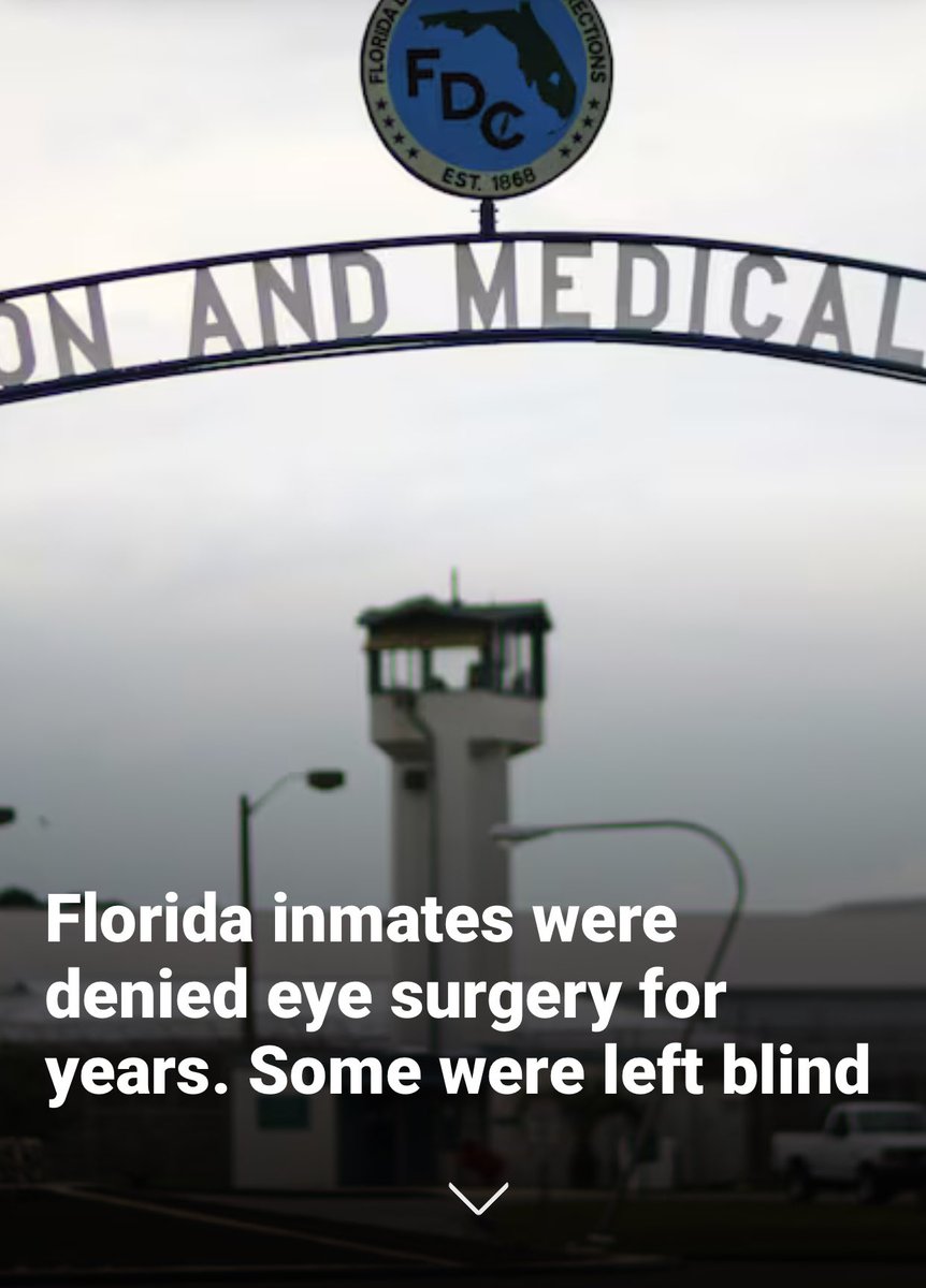 ucf87cpa's tweet photo. “But inmates recommended for eye surgeries have been forced to wait years for procedures, state records show. Some procedures were delayed for so long that inmates ended up permanently blind.” @FLSenate @myflhouse https://t.co/12JARKzfWi https://t.co/fA8ain5Bnm