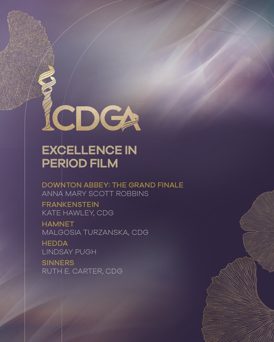 The 28th CDGA nominations have been announced! Congratulations to the costume designers nominated for Excellence in Period Film.

#CDGA #CostumeDesignersGuild #CDG892 <a href="/CDGlocal892/">CDG Local 892</a>