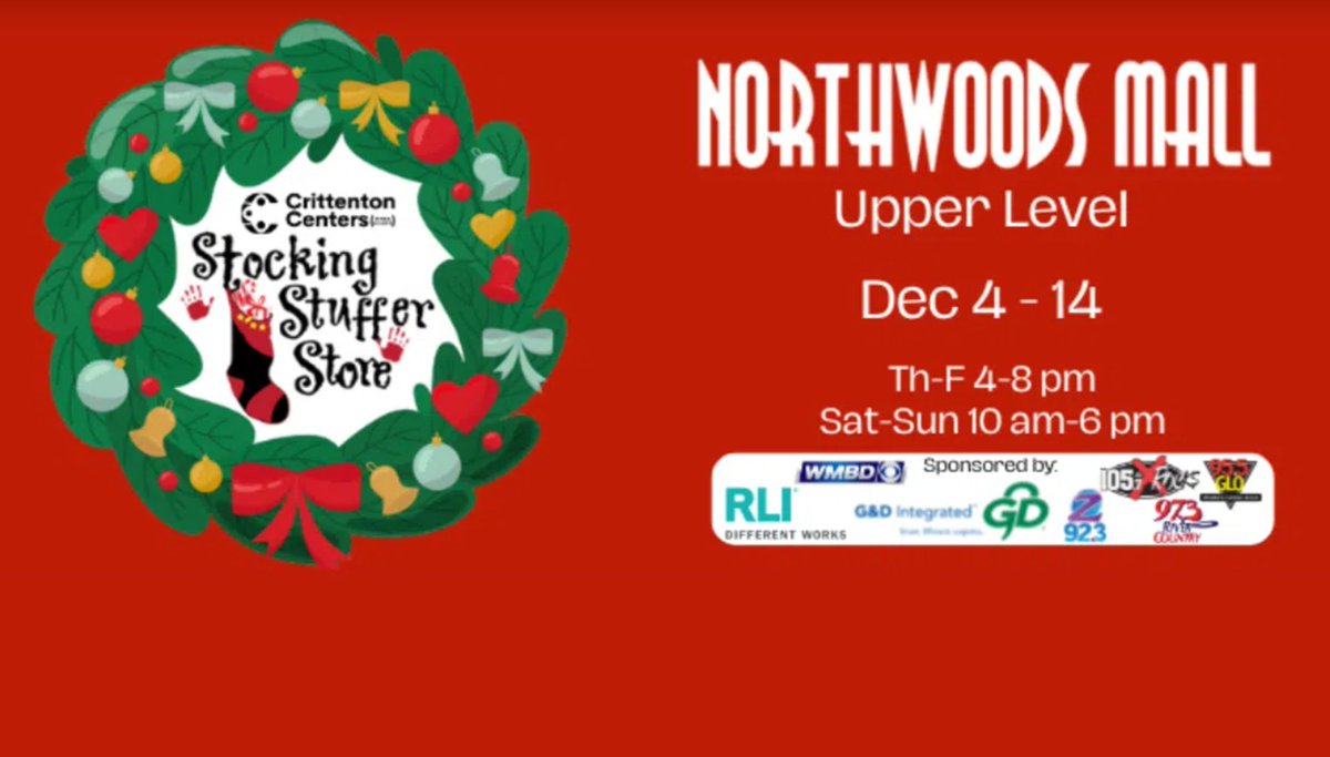 Last weekend for the Stocking Stuffer Store is back! Kids ages 2–12 at Northwoods Mall, Upper Level, get more at bit.ly/4p5pECM