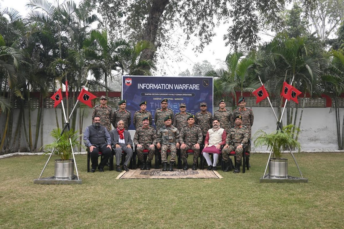 VajraCorps_IA's tweet photo. #OnPathToTransformation | #YearOfTechAbsorption
#VajraCorps conducted a high-impact Seminar on Information Warfare, bringing together Cross Discipline Subject Matter Experts from the Military, Media, Academia & Civil Society iterating over salient aspects of this critical domain with 500+ TechnoCommanders. Drawing on historic references spanning from the Ancient Civilizational Culture of Bharat to the recently conducted #OpSindoor, the deliberations reaffirmed that Battles are to be Fought & Victory attained as much as in the Mindspace as on the Physical Battlefields. Information is no longer a tool; but a vital battledomain with Data the new Ammunition, Narrative the new Weapons & Perceptions the new Battle Spaces. National Security mandates Information Resilience, Narrative Dominance and Coordinated Perception Management as a Whole of Nation Effort as we march towards #VikasitBharat2047, with Integration of Niche & Emerging Technologies.
#StrongAndCapable #ForeverWestward #FutureReadyForOperations #ImposersOfNationalWill
@adgpi @westerncomd_IA @SIDMIndia @SpokespersonMoD @pro_defence @prodefencechan1 @HQ_DG_NCC @DIAV20 @DIRECTORATERTG @Gen_RajShukla @majorgauravarya @sushantsareen @SandeepUnnithan @Manik_M_Jolly @LtGenDPPandey @VishnuNDTV @prafullaketkar @MehtaRoopesh @APSJalandhar @aps_beas