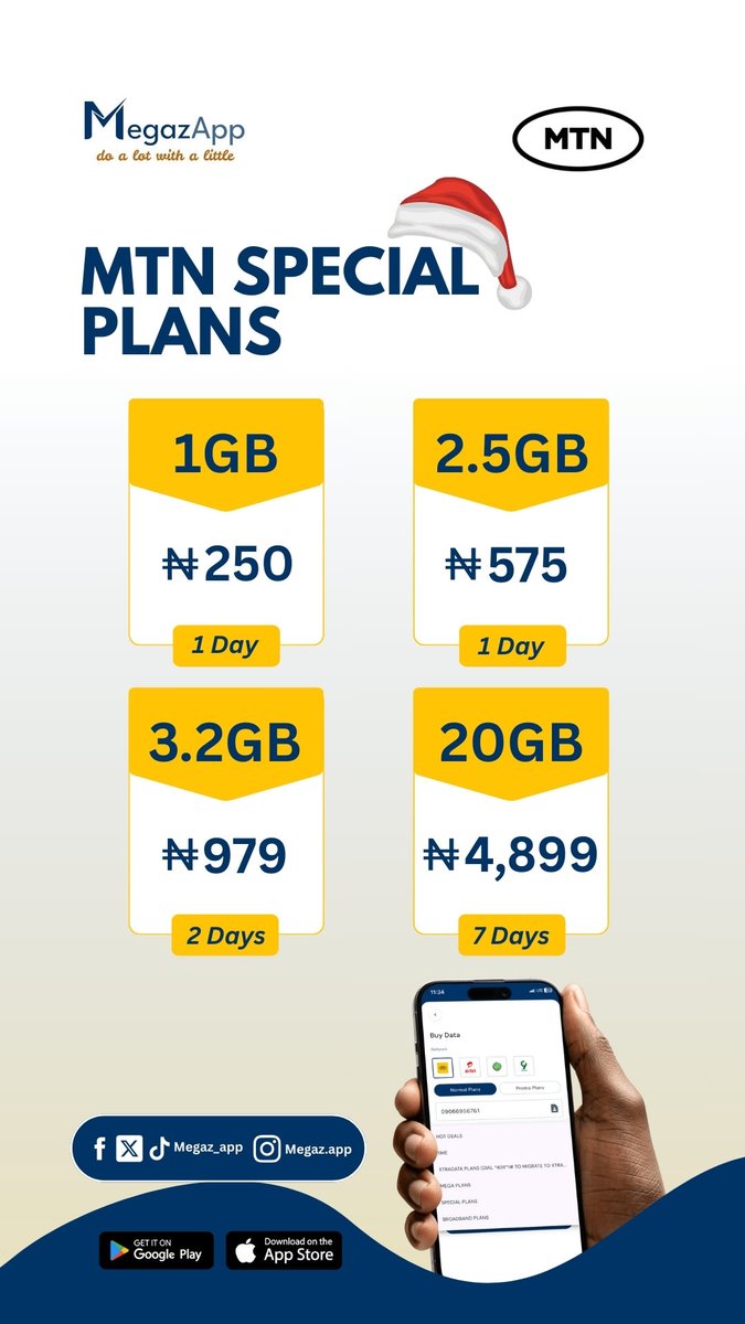 Megaz_app's tweet photo. Don’t let low data slow you down! Experience exclusive MTN data deals with MegazApp.
Say goodbye to high prices and hello to unbeatable affordability.

#MegazApp#HassleFree#StayConnected #TopUpMadeEasy#cheapdata#Weekend https://t.co/MKjaDHBf1w