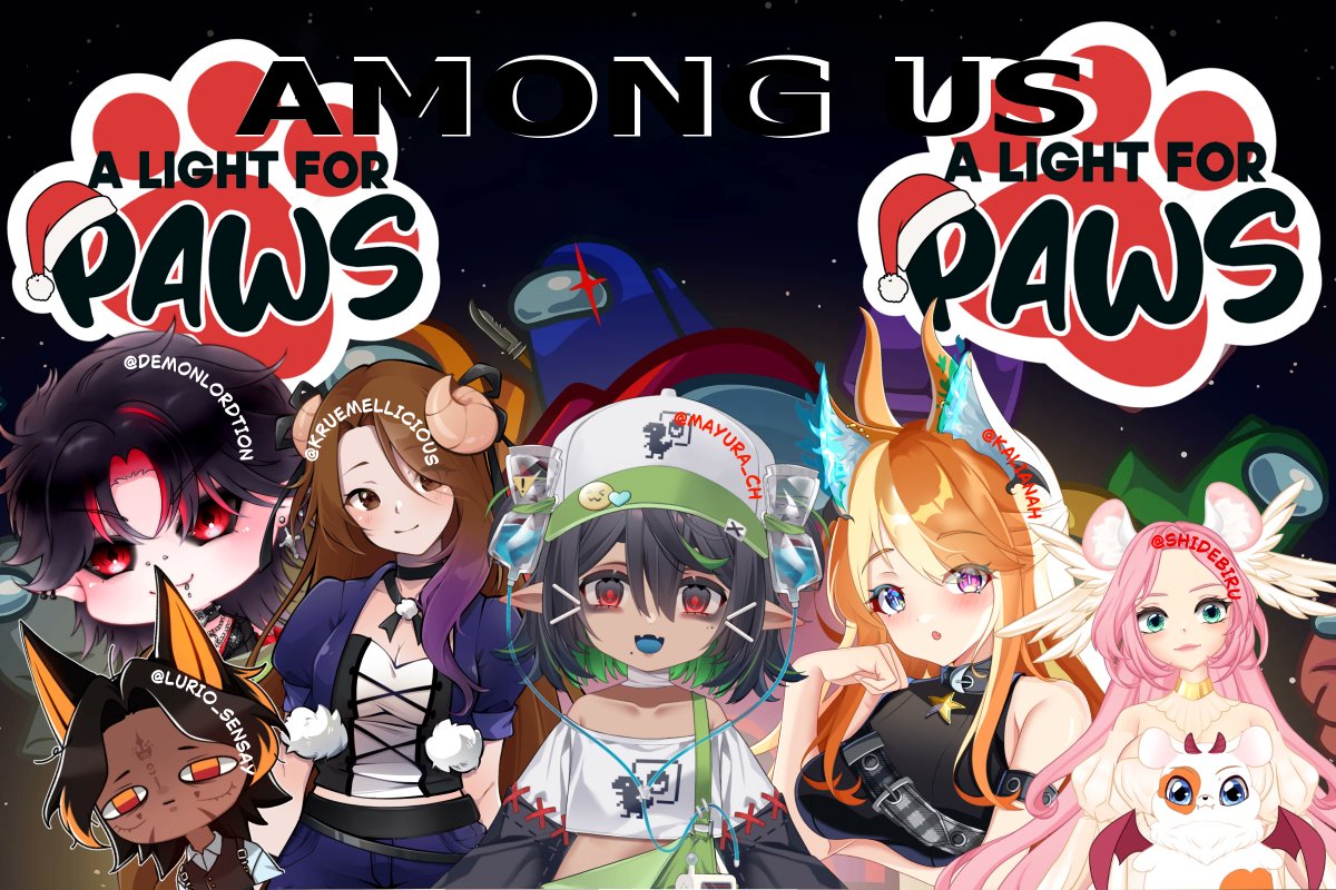 #ALightForPaws heute abend machen wir weiter mit dem spenden stream, 
Heute spielen wir Among US mit vielen tollen leuten 
Schaut doch gerne vorbei 22 uhr

Orga
<a href="/YusakiKirin/">Yusaki 🦄🪽| CHAOTICA✩°｡⋆˚⁺</a>
&amp;
<a href="/MissMimmii/">Mimmii | CHAOTICA ✦⊹₊⟡⋆</a>