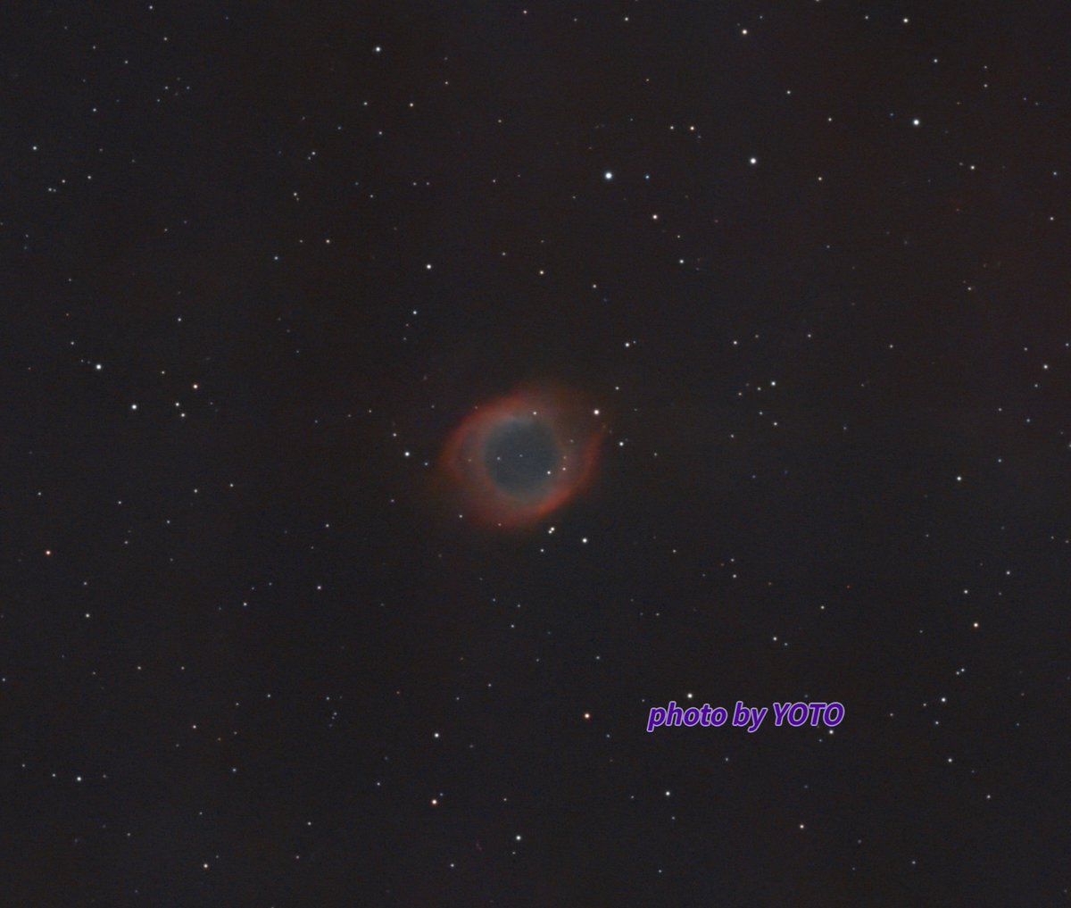 昨日のらせん星雲(NGC 7293)！ 結構低い位置で、街灯近かったので