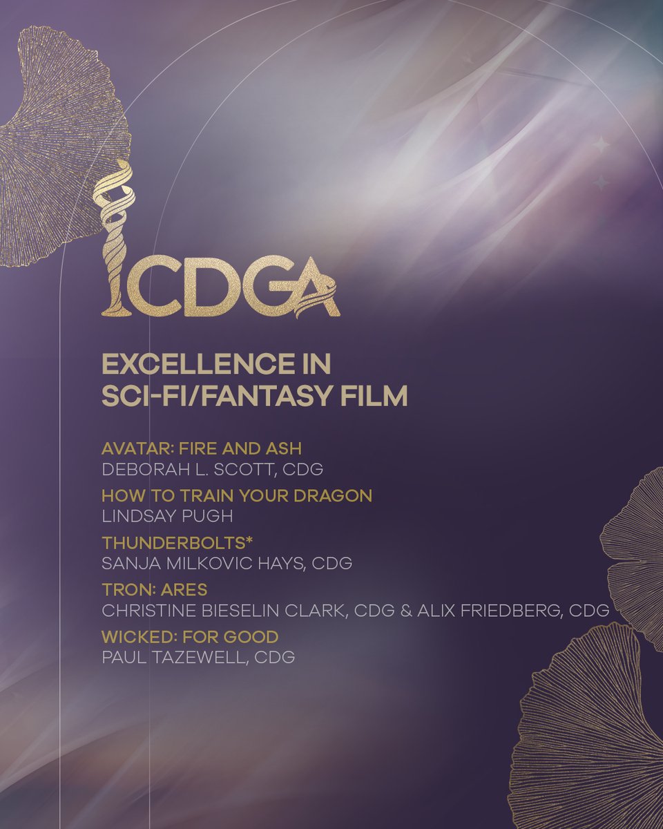 The 28th CDGA nominations have been announced! Congratulations to the costume designers nominated for Excellence in Sci-Fi/Fantasy Film.

#CDGA #CostumeDesignersGuild #CDG892 <a href="/CDGlocal892/">CDG Local 892</a>