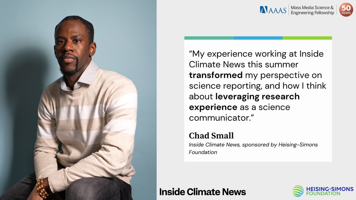 ⛅️ From day one, Chad has been shaping stories with <a href="/insideclimate/">Inside Climate News</a>, supported by the Heising-Simons Foundation. His summer of storytelling is one you can't miss: aaas.org/programs/mass-…
#MassMediaFellowship #SciComm
