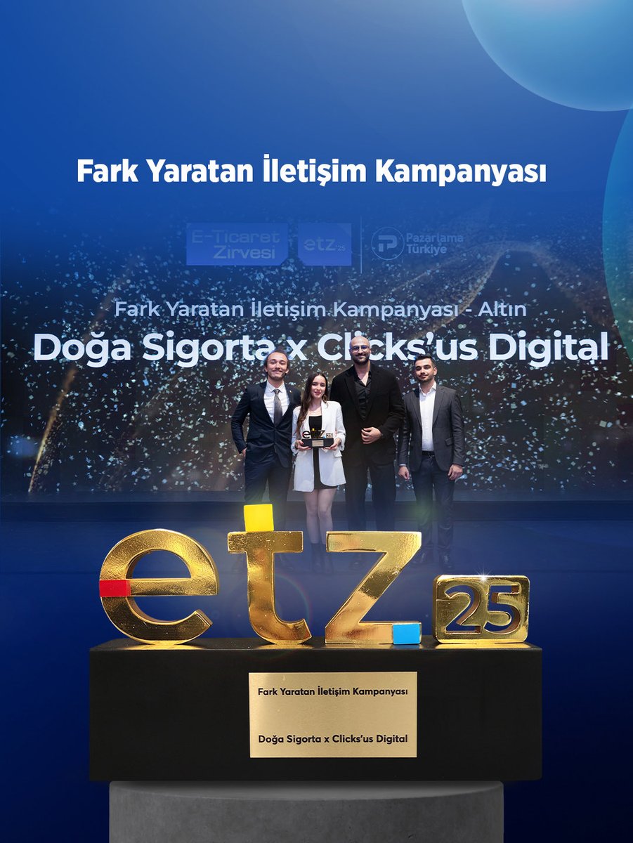 clicksuscom's tweet photo. Doğa Sigorta x Clicks'us Digital ''Fark Yaratan İletişim Kampanyası'' Altın Ödülü'nün sahibi olduk! https://t.co/C2eIiCKKRD