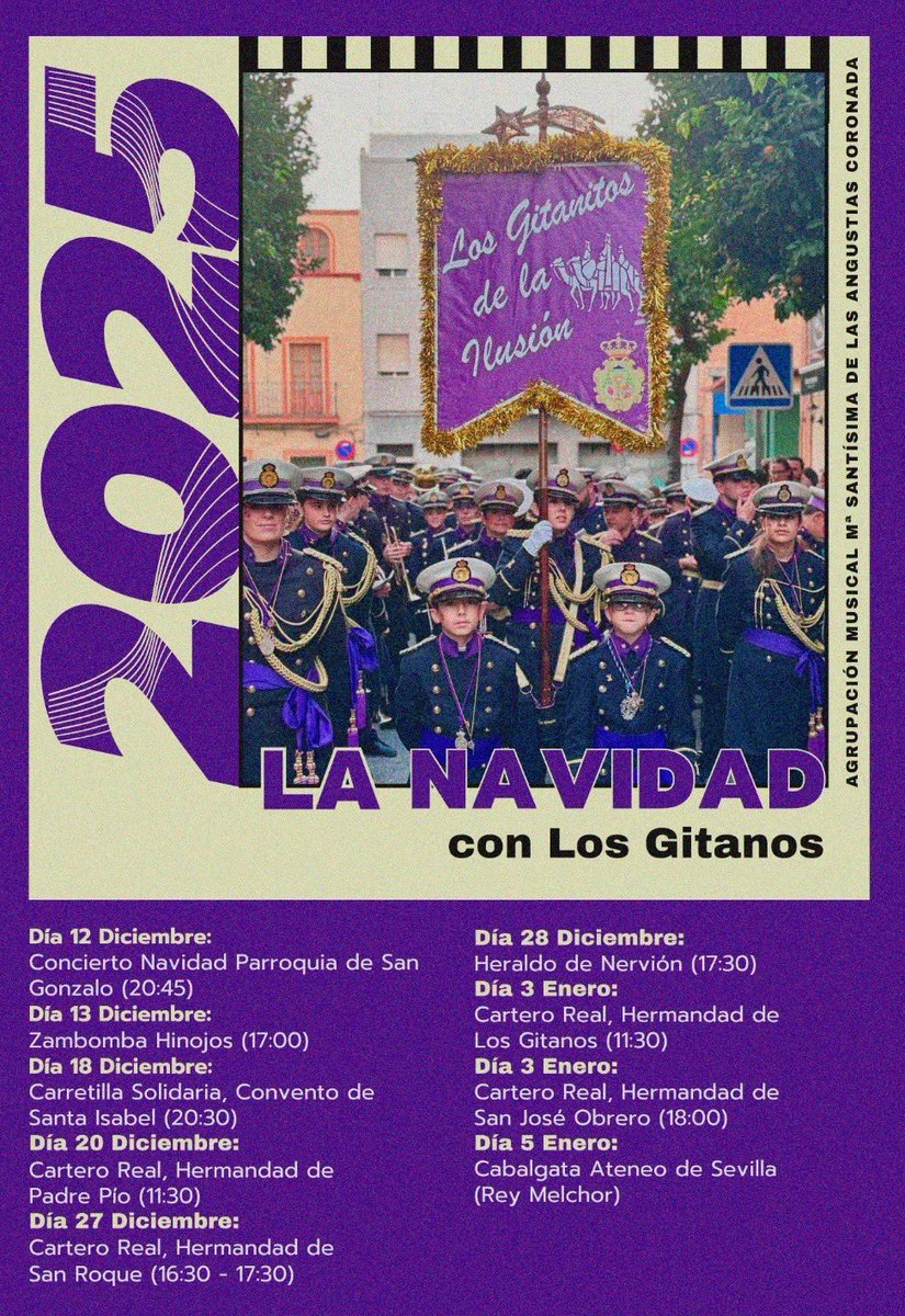 🟣 𝐈𝐍𝐅𝐎𝐑𝐌𝐀𝐂𝐈Ó𝐍 🟣

Este año la navidad viene cargada de música de la mano de nuestros más pequeños.  
A continuación os dejamos toda la información. 

Comenzamos hoy ofreciendo un concierto de navidad:

📍Parroquia de San Gonzalo
🕒20:45H

#LosGitanitosdelaIlusion
