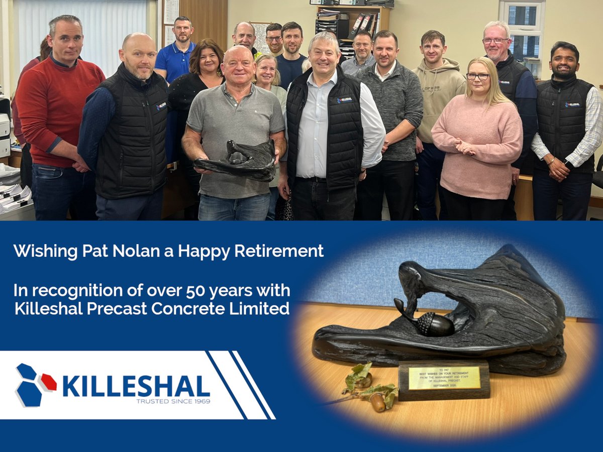 Former Managing Director, Pat Nolan, dropped by and we were happy to have the chance to make a presentation and thank him for his 50+ years with Killeshal.
Pat, we hope you enjoy a fantastic retirement.