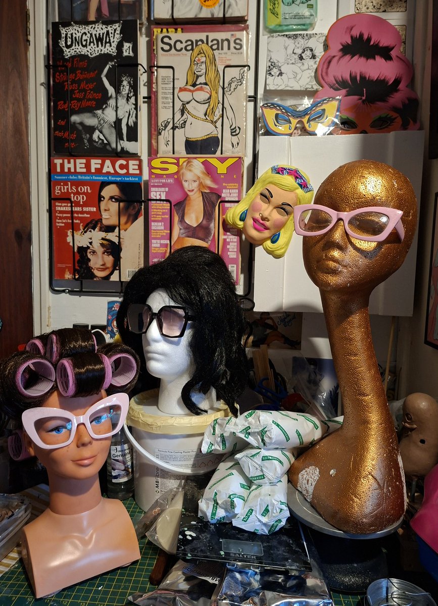 cynthiasleaze's tweet photo. The Gangs All Here

#mannequin #wigout #wig #girlsworld #mask #workbench https://t.co/7oxyf8ldek