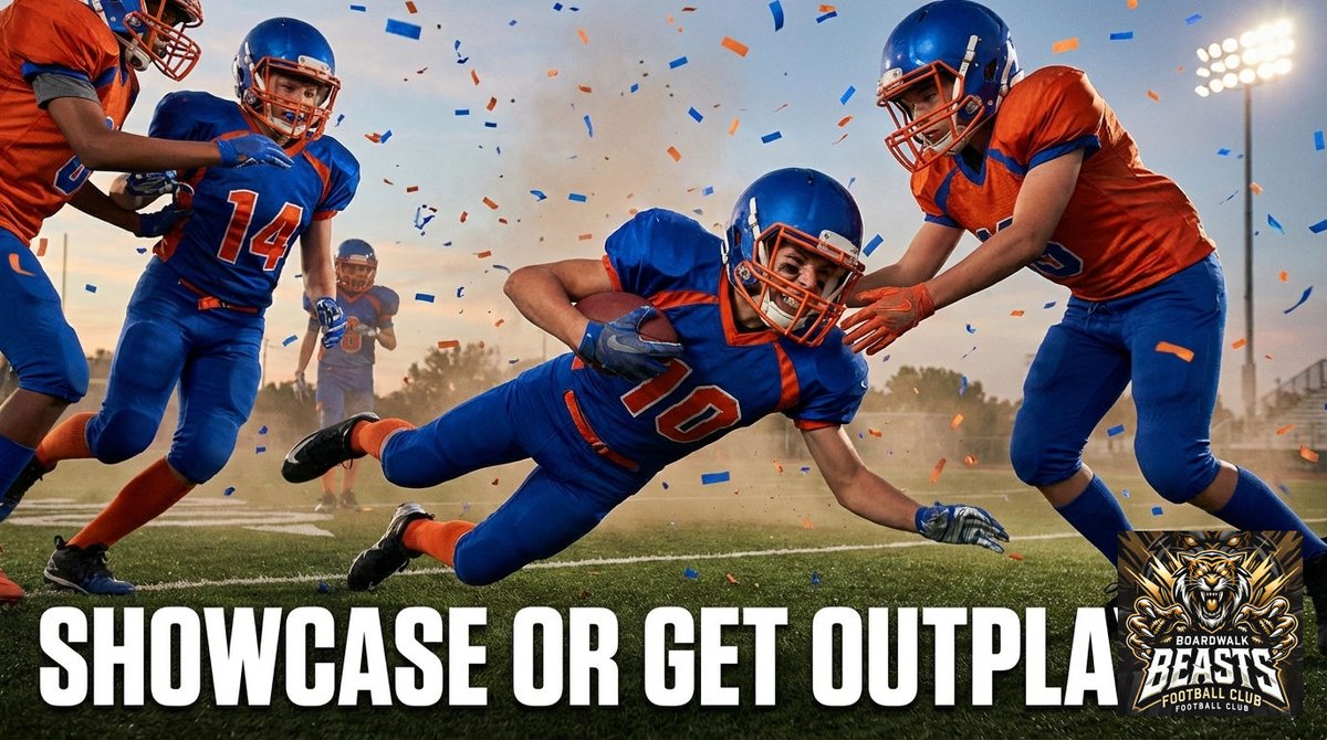 coachschuman's tweet photo. Make-or-break starts here. Early recruiting. Viral highlights. Relentless competition. Middle school showcases separate future legends from the crowd. Boardwalk Beasts elevate athletes to the elite. Outplay. Outshine. Dominate. #BeastMentality #NextGenChampions https://t.co/btm5sEgpg9