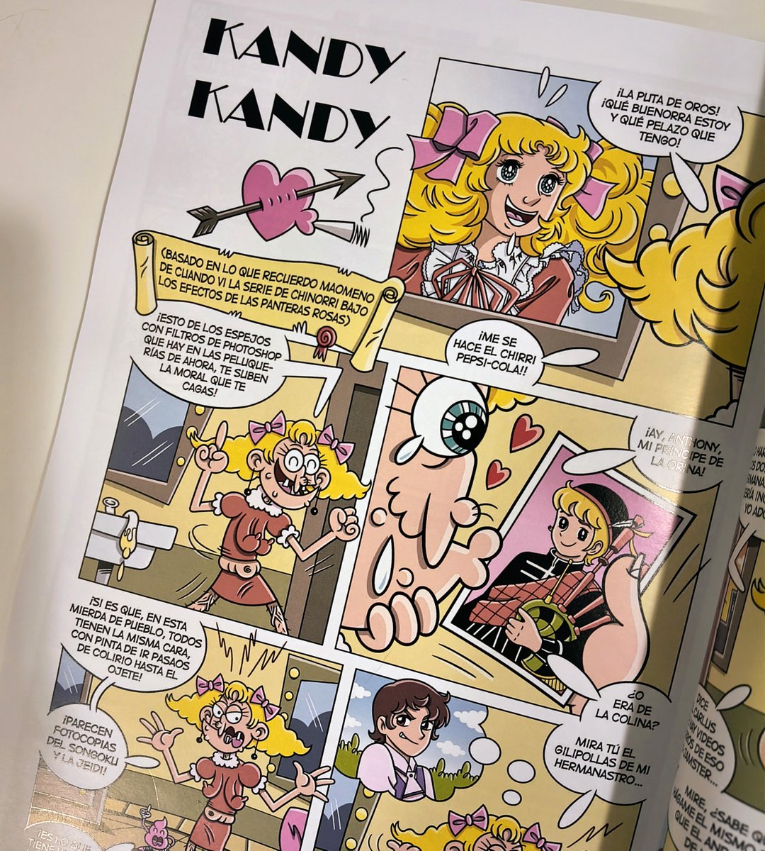 carlus_mv's tweet photo. Ya me llegó el último núm. de @zasca_comic , esta vez: espegial MANGA con las delirantes versiones de Manzinguer z, Dr. Slump, etc.

En mi caso me he decantado por Candy Candy 🤣

#HumorGráfico #cómic #humor #comicespañol #comicunderground #historieta #zascacomic https://t.co/PabXkQDrOj