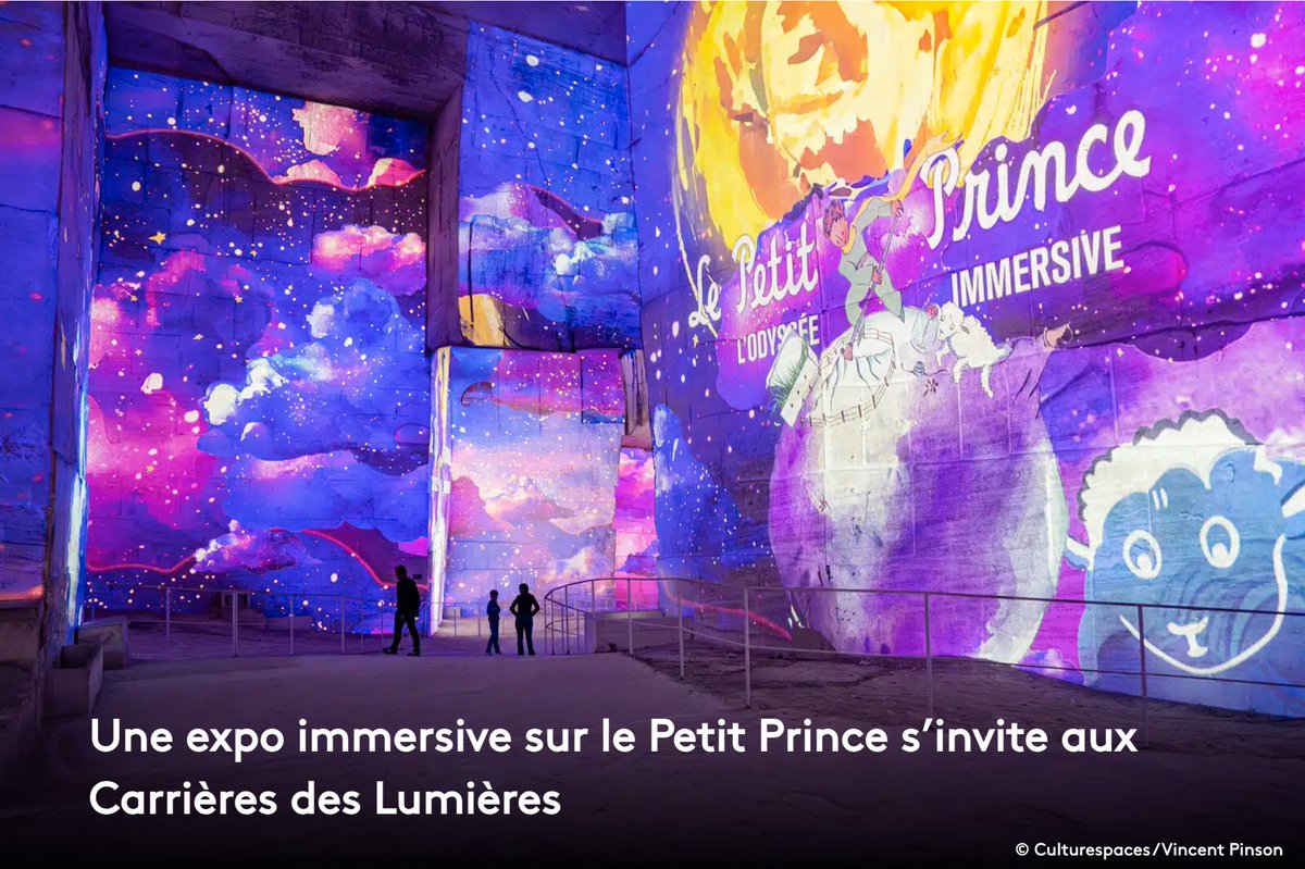 Immersivepoint's tweet photo. ✨ Aux Carrières des Lumières, Le Petit Prince, l’Odyssée immersive s’anime à 360°.
Illustrations géantes, bande-son originale et magie totale dans un décor monumental

📍  Les carrières de lumières, Baux-de-Provence
📅 Jusqu’au 20 décembre

#expoimmersive #lepetitprince https://t.co/oc1UkicN5Y