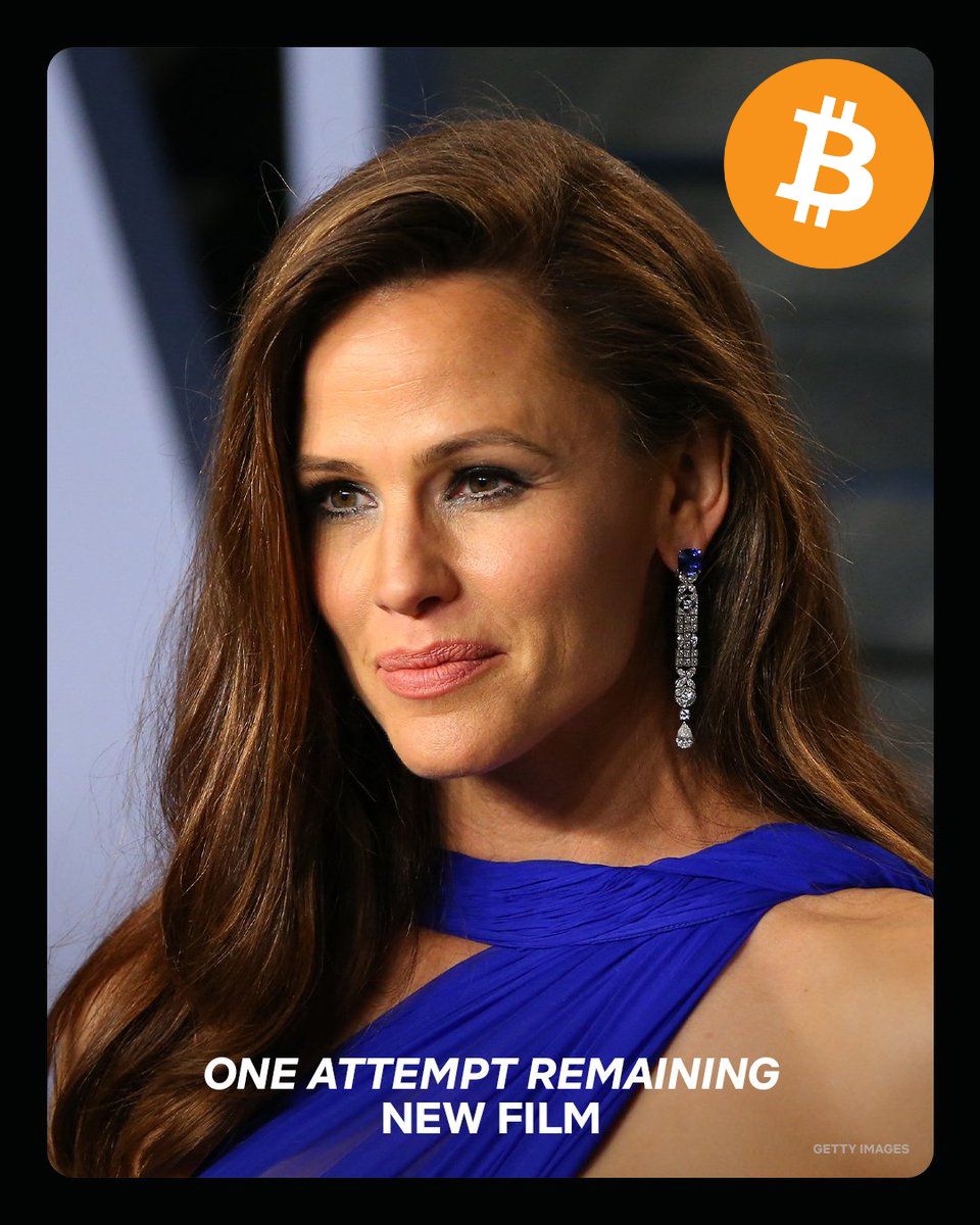 BitcoinArchive's tweet image. JUST IN: Netflix announces new Bitcoin comedy "One Attempt Remaining" starring Jennifer Garner

"Two exes discover the Bitcoin they won on a cruise is now worth millions...but they’ve forgotten the password"