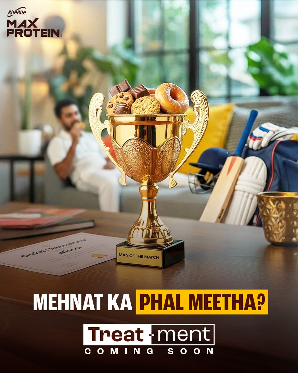 TheMaxProtein's tweet image. Celebrations are sweet,
but are they turning too sweet? 👀🍩🏆
Time for a new kind of Treat-ment.
Dropping soon.

#MaxProtein #HealthySnacking #Treatment #ComingSoon #NoCheating