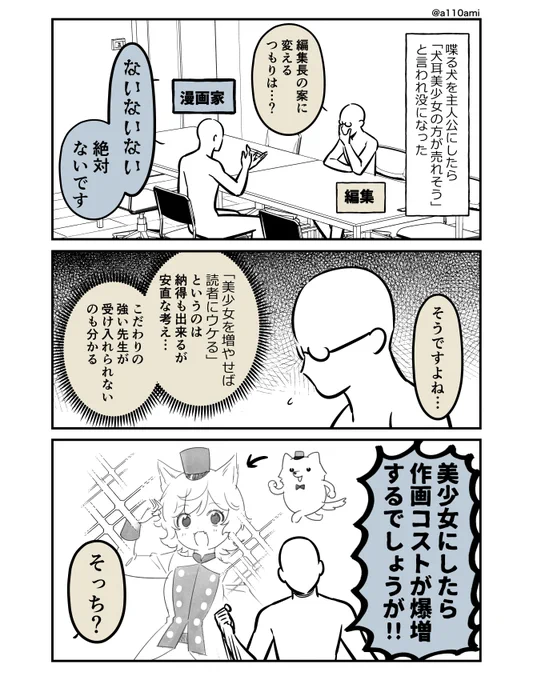 新連載を考える漫画家と編集のオリジナル漫画(のネーム )
作画コスト編(1/3) 