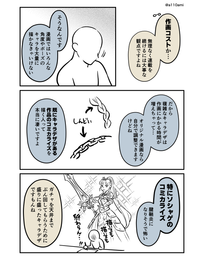 新連載を考える漫画家と編集のオリジナル漫画(のネーム )
作画コスト編(2/3) 
