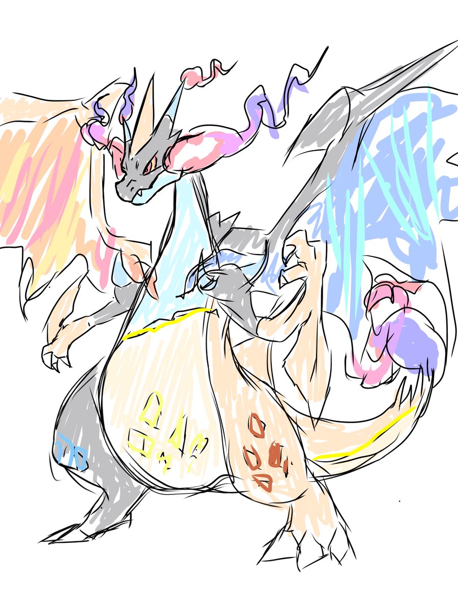 リザードンで万バズ！！まだラフですよ（）