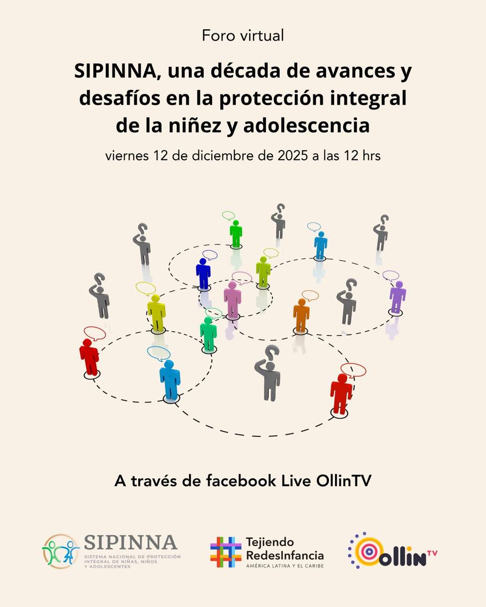 supportKIND's tweet image. Hoy, KIND participa con SIPINNA Nacional y Tejiendo Redes en un diálogo intergeneracional por el 10° aniversario de SIPINNA.
📌 Foro virtual
📅 Vie. 12 dic 2025 | ⏰ 12:00 h (Centroamérica)
🔴 facebook.com/ollintv