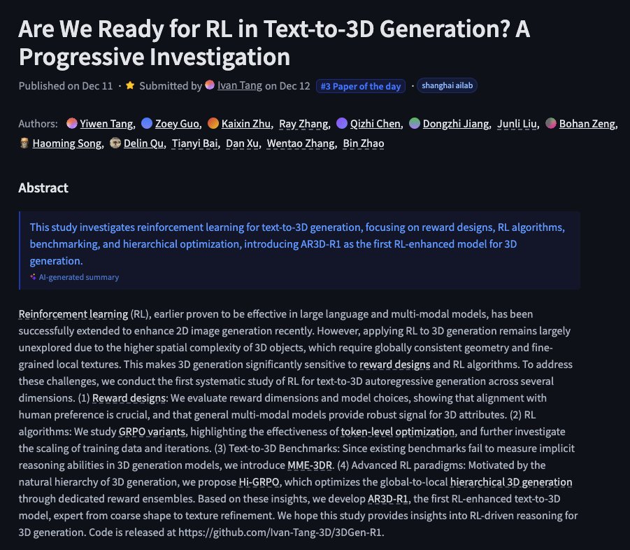 RL text-to-3D paper