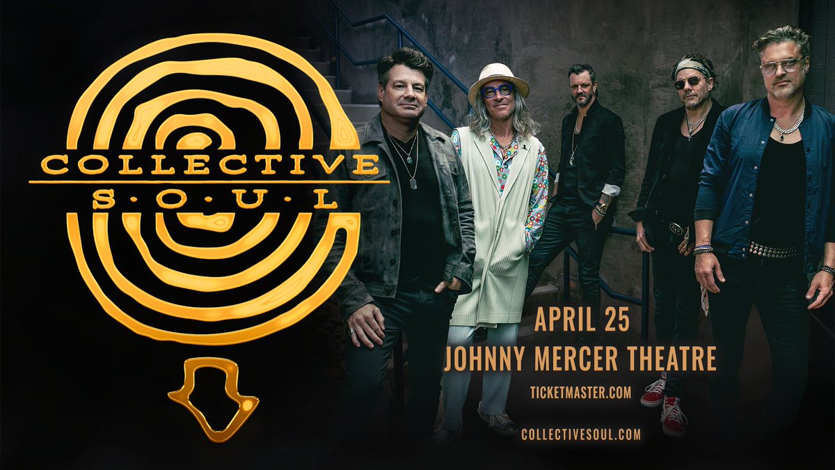 ON SALE NOW! Georgia natives, Collective Soul, known for hits like "Shine," "December," and "The World I Know," will be heading to Johnny Mercer Theatre this Spring! Don't miss this iconic 90s rock band you know and love! 

Tickets at: ticketmaster.com/event/0E006379…