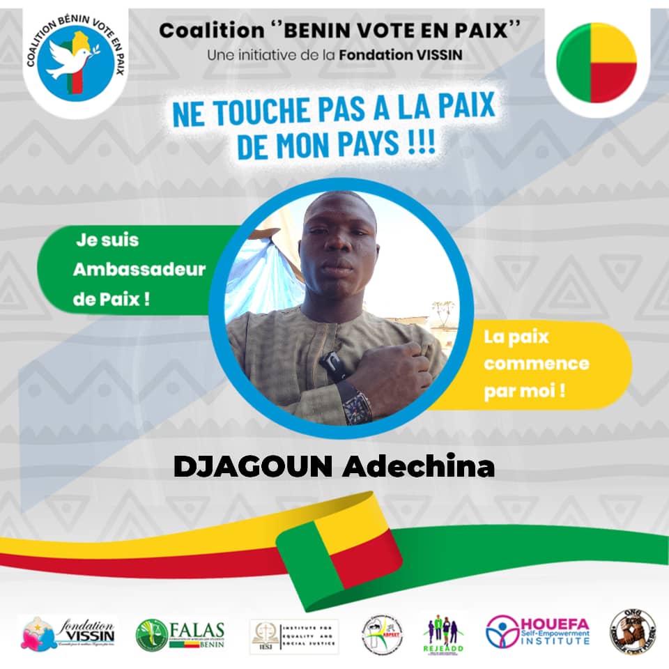<a href="/UNICEF/">UNICEF</a> <a href="/gouvbenin/">Gouvernement du Bénin 🇧🇯</a> <a href="/DDCBenin/">Coopération suisse au Bénin</a> 𝙇𝙤𝙧𝙨𝙦𝙪𝙚 𝙫𝙤𝙪𝙨 𝙥𝙪𝙗𝙡𝙞𝙚𝙧𝙚𝙯 𝙫𝙤𝙩𝙧𝙚 𝙫𝙞𝙨𝙪𝙚𝙡, 𝙫𝙚𝙞𝙡𝙡𝙚𝙯 𝙖̀ 𝙪𝙩𝙞𝙡𝙞𝙨𝙚𝙧 𝙘𝙚𝙨 𝙝𝙖𝙨𝙝𝙩𝙖𝙜𝙨 𝙤𝙛𝙛𝙞𝙘𝙞𝙚𝙡𝙨 :

#joptepourlapaix #ambassadeurdepaix #beninvoteenpaix
#CBVP #PaixAuBénin #JeunesseEngagée #ElectionSansViolence
#VoteResponsable