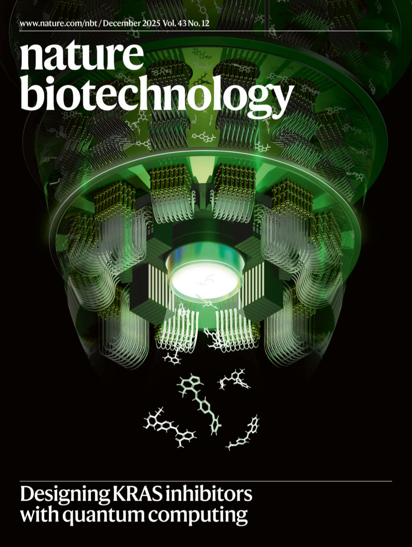 NatureBiotech's tweet image. The December issue is live nature.com/nbt/volumes/43…

The cover shows a representation of hybrid quantum computing for drug design. Ghazi Vakili et al. present a hybrid quantum–classical generative model to design molecules to inhibit KRAS activity. Two candidates are synthesized