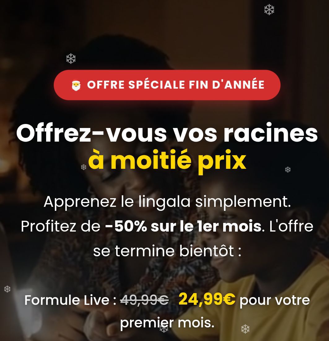 LiteyaYaLingala's tweet photo. Fin d’année = transmission.

🎄 –50 % sur les cours LIVE de lingala
👉 24,99 € le premier mois

Places limitées pour garantir un vrai suivi.

🔗 https://t.co/MD6ZdINh6Q https://t.co/hYk6VIKN0H