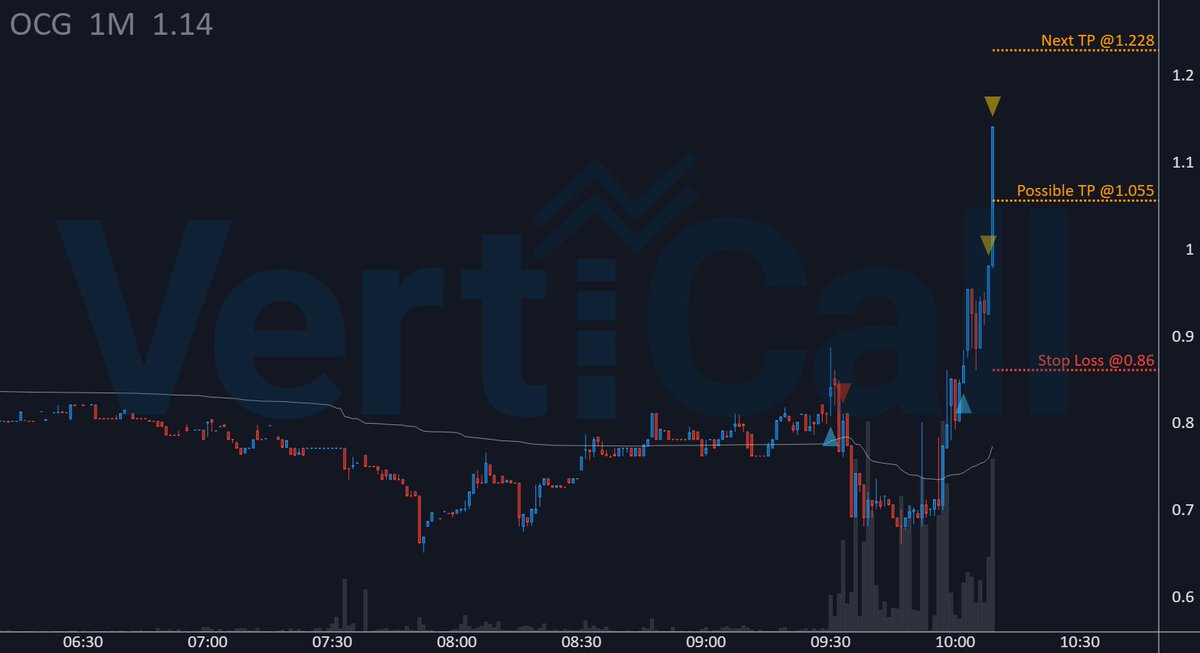 VertiCallAlgo's tweet image. Remember to take profits on your trades, i recommend partial TPs.
The 🔹algorithm🔹 does it as well on $OCG after a +22.2% gain! 🚀

🔹 Price: 1.055
🚀 Float: 2.9M
🔥 Short Float: 0.6 %
🔹 Get the fastest Momentum System: 
discord.verticalltrading.com/stocks

#smallcaps #parabolic