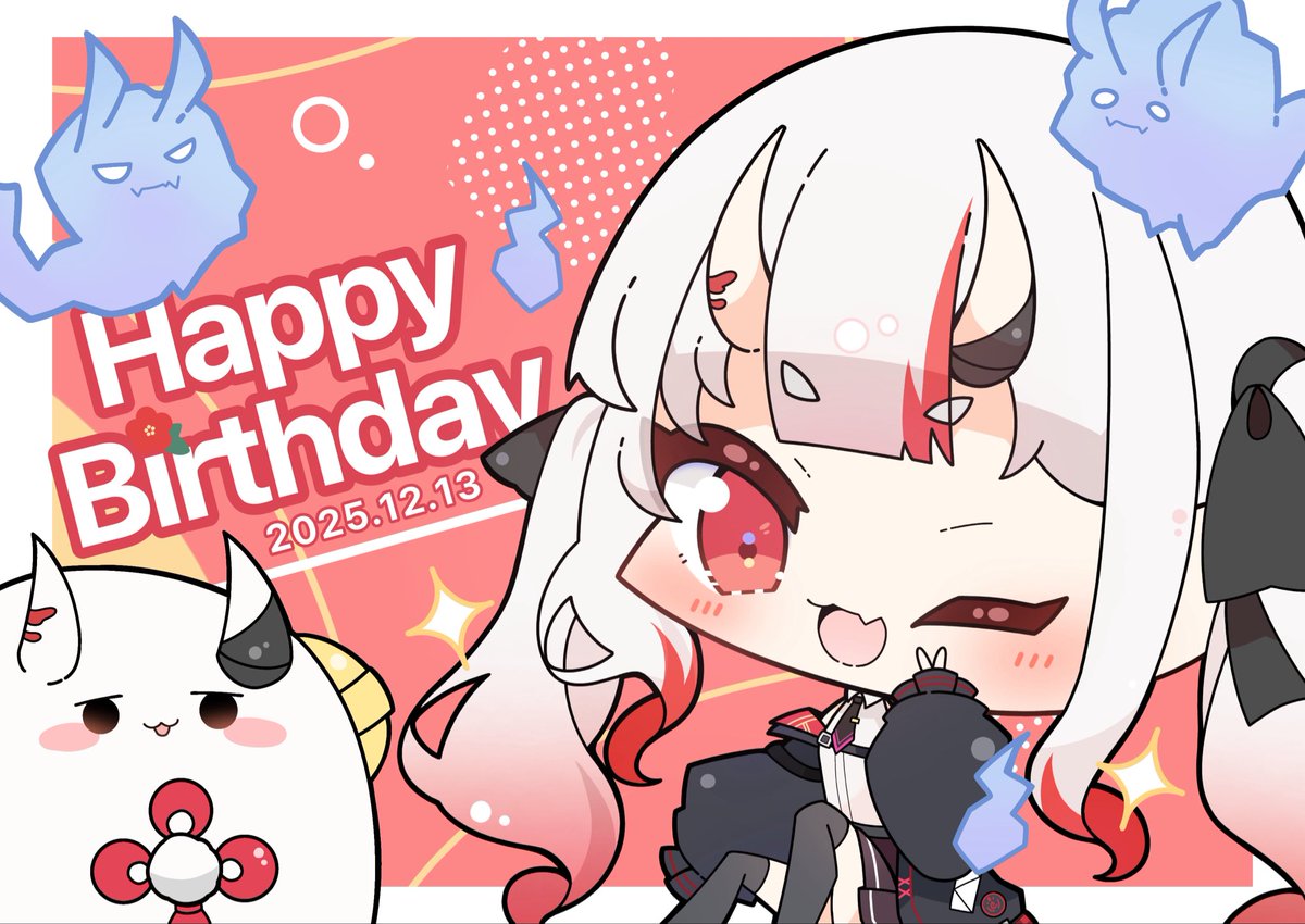 ay_nekoo's tweet image. #百鬼絵巻
#百鬼あやめ生誕祭2025

お嬢お誕生日おめでとうございます！🎂✨