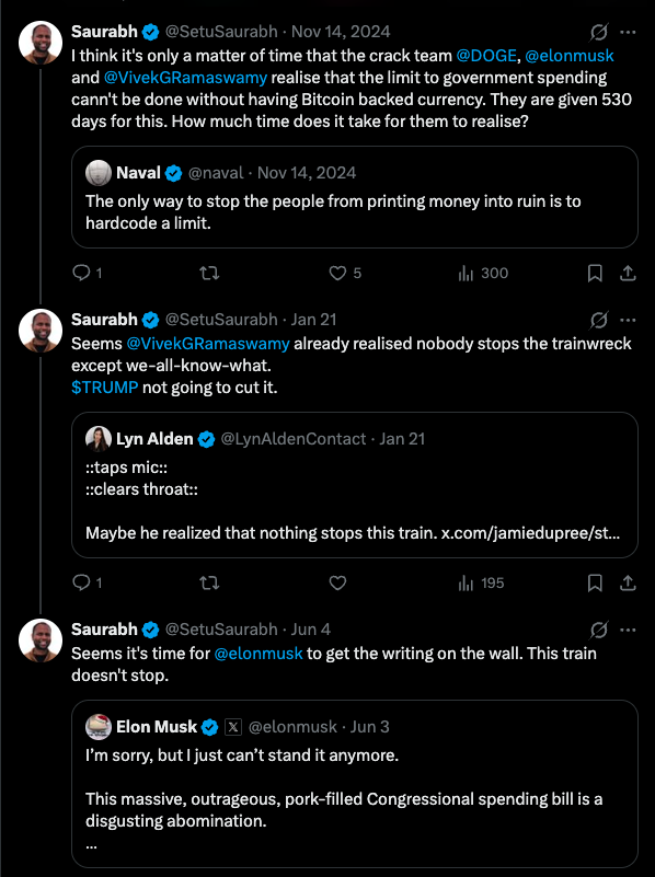 SetuSaurabh's tweet image. DOGE was a shitcoin but they needed to go through the phase to come on the other side, orange-pilled!
- @elonmusk is on his way to becoming a bitcoin maxi.
- @VivekGRamaswamy is accumulating as much Bitcoin as possible through @strive, his bitcoin treasury company.