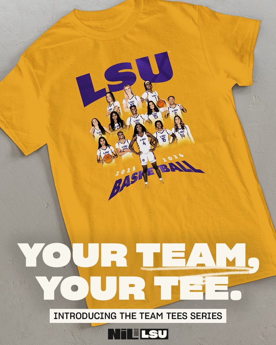 LSUNILStore's tweet image. The 2025-26 @LSUwbkb Team Tee is here! 

Support the unbeaten Tigers with our drop that directly benefits the entire squad

Available in multiple colors and styles: nil.store/lsu/collection…