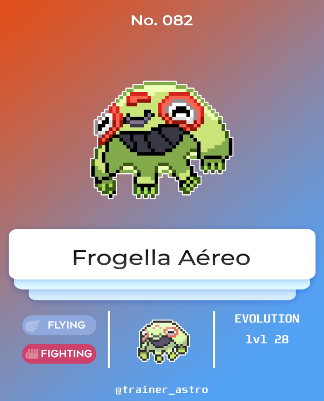 trainer_astro's tweet photo. Ojitos saltones y barriga plana, así es el sprite ingame para Frogella Aéreo, quien evoluciona al alcanzar el nivel 28...

#PokemonLegendsZA #Pokemon #Fakemon #PokemonLegacy https://t.co/9XVt9s4N15