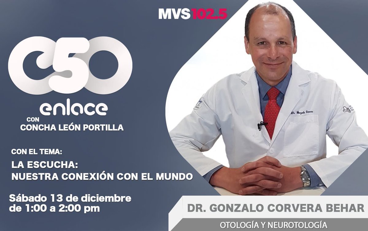 ¿Escuchas tan bien como crees?
A muchos nos cuesta notarlo.
La pérdida de la audición está relacionada con el Alzheimer y otras demencias.
El Dr. Gonzalo Corvera nos hablará de cuándo y cómo revisarnos los oídos, de las audiometrías y más.
1 pm 102.5 FM y mvsnoticias.com
