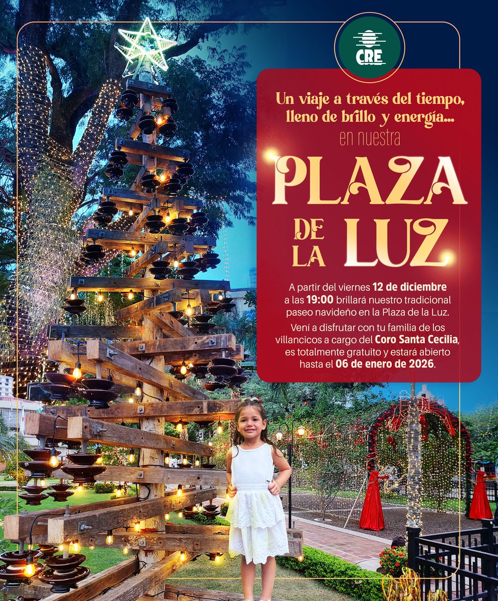 CREesSantaCruz's tweet photo. Vení a la Plaza de la Luz. Se inaugura hoy viernes a las 19:00 y podrás disfrutar en familia de un espectáculo navideño con motivos y materiales que utilizamos para electrificar y generar desarrollo en Santa Cruz. Estará abierto al público hasta el 6 de enero de 2026.

#PlazaDeLaLuz #LaEnergíaDeNuestraGente #CRE