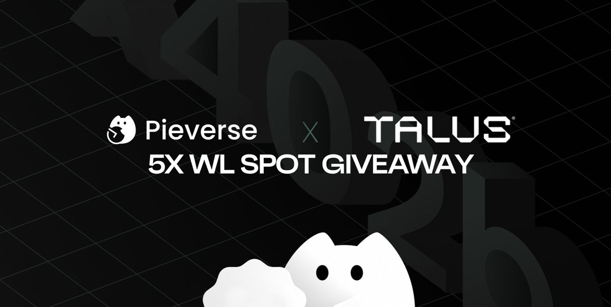 We've joined forces with our friends <a href="/pieverse_io/">pieverse</a> to give away 5 Purr-Fect Agent WL spots to our community.
To participate:

❤️ Like + 🔁 RT
🤝 Follow <a href="/pieverse_io/">pieverse</a> and <a href="/Talus_Labs/">Talus Labs</a> 

We'll DM the winners tomorrow at 11 AM EST. Good luck!