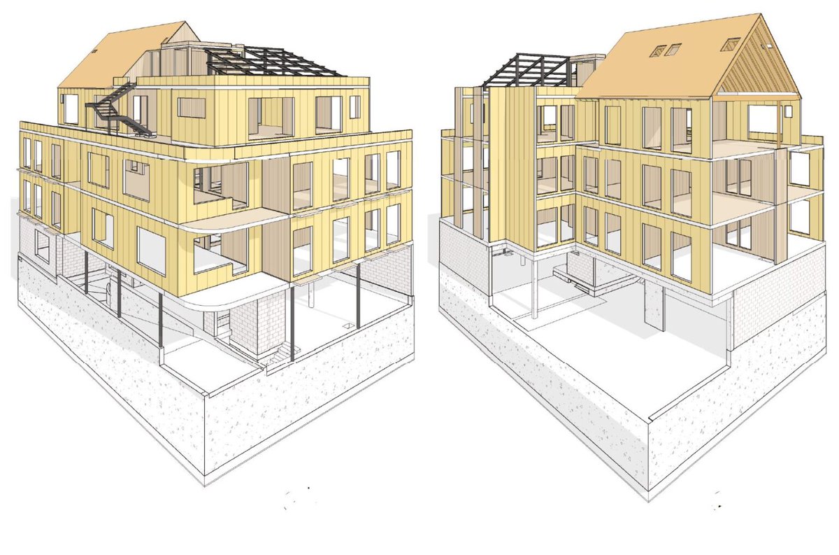 unemadera's tweet photo. El primer coliving con estructura de madera de España, en Madrid.
1.825 m² añadidos y 32 nuevas unidades construidas con madera industrializada.

La madera sigue ganando terreno en la edificación urbana.

https://t.co/cKU8rGZBoq

#ModoMADERA #UNEmadera https://t.co/ynmLwpMR1R