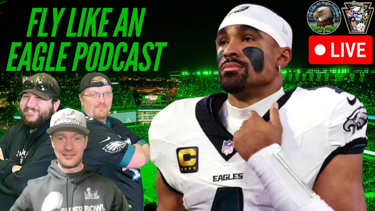 FlyLikeEaglePod's tweet photo. Eagles Fans! Join @MitchKofsky, @JamesScorza &amp; @joewolf112680 today at 4PM for Fly Like an Eagle Podcast on @StreamPunkEnt!

Link: https://t.co/qXc9CmlEgB

#Eagles | #FlyEaglesFly | #GoBirds https://t.co/byKoDWGCS9