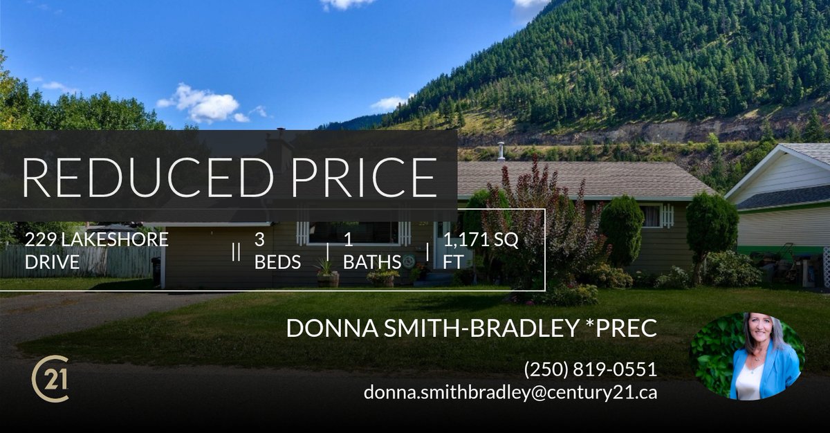 dksbC21's tweet photo. 📍 Reduced Price 📍 This recently reduced home at 229 Lakeshore Drive in Chase won't last long, so, don't wait to set up a showing! Reach out here or at (250) 819-0551 for more information!

Regards,
Donna Smith-Bradley
REALTOR® Me... https://t.co/U6dmpRm6DY https://t.co/3LvyUjET0k