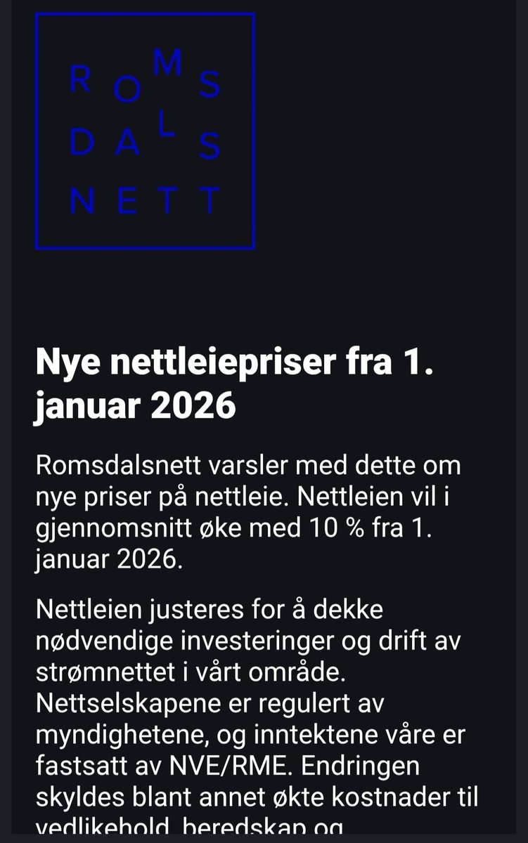 Åhåi hvor det går! 
God Jul fra Romsdalnett der altså! 🧑‍🎄 
Hva skal de gjøre med alle penga?
 2 relativt greie økninger på få år. 

#romsdalsnett #nettleie