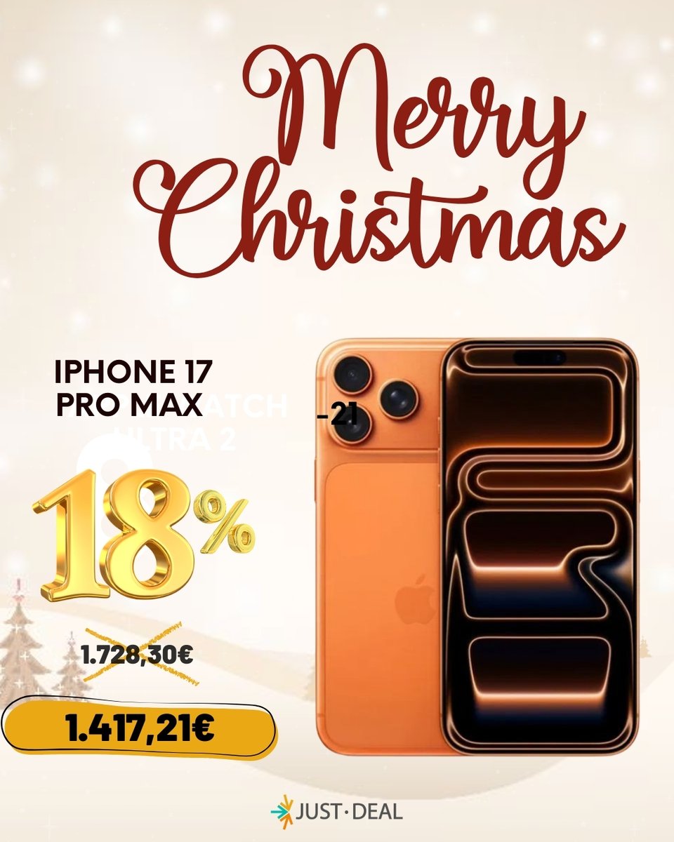 🚀📱 iPhone 17 Pro Max con -18% en Just Deal 📱🚀

⚡ Rendimiento extremo
📸 Cámara profesional
🌈 Pantalla vibrante
🔋 Batería de larga duración

⏳ Las unidades vuelan, ¡no dejar pasar esta oportunidad!

buff.ly/ajgC3Wi

#JustDeal #iPhone17ProMax #Apple #Smartphones