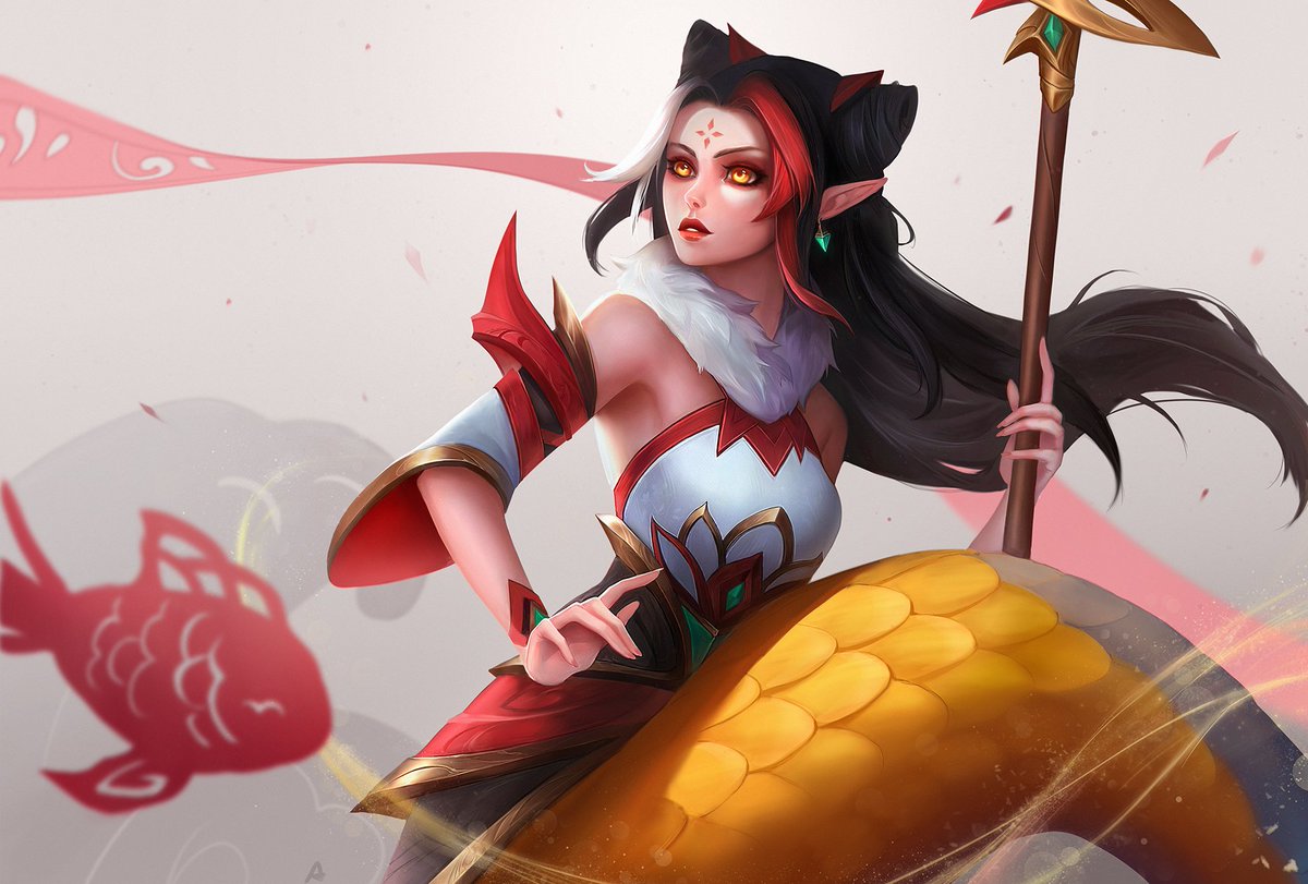 I used to play a lot to <a href="/LeagueOfLegends/">League of Legends</a>
and my main champ was Nami (I had like 2 million points  😂)  so, after all this time, I tried to draw a fanart 
 Scales are veryhard to draw 🥲  , still have a lot to learn!   #LeagueOfLegendsFanArt #Nami #mythmaker #LeagueOfLegends