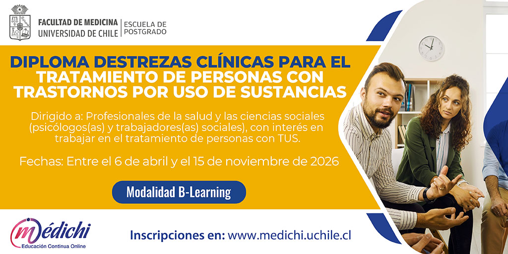 💡 Da el siguiente paso que te distinguirá.
 Inscríbete en el Diploma Destrezas Clínicas para el Tratamiento de Personas con TUS y practica estrategias clave en situaciones simuladas de atención. 

Postula aquí 👉 medichi.uchile.cl/diploma-destre…