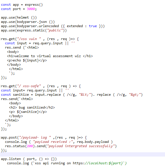 this is me building a vulnerable API using express and body parser to ...